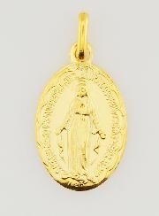 Medalla Milagrosa, chapada en oro con borde festoneado - 20 mm
