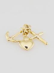 Colgante de oro con ancla, corazón y cruz de 15 mm