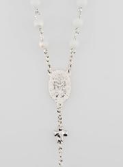 Rosario de la Medalla Milagrosa con Cuentas Cromadas - Blanco