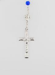 Rosario con Medalla Milagrosa y Cuentas Cromadas - Azul Medianoche