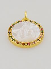 Medalla Milagrosa de la Virgen María en Nácar - 15 mm