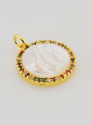 Medalla Milagrosa de la Virgen María en Nácar - 15 mm