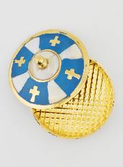 Caja de rosario artesanal de latón y nácar - Azul