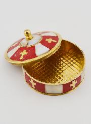 Rosario artesanal de latón y nácar - Rojo