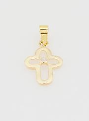 Colgante de cruz redonda calada en oro de 9 quilates y piedra - 15 mm