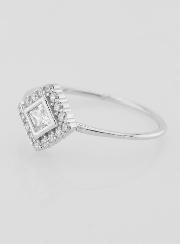 Anillo solitario de plata rodiada y circonitas - Talla 56