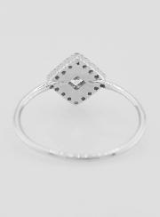 Anillo solitario de plata rodiada y circonitas - Talla 56