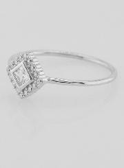 Anillo solitario de plata rodiada y circonita - Talla 60