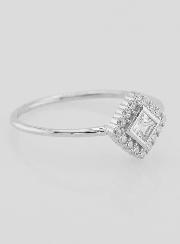 Anillo solitario de plata rodiada y circonita - Talla 60