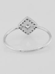 Anillo solitario de plata rodiada y circonita - Talla 60