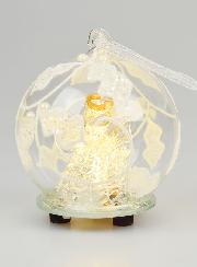 Adorno navideño de cristal con ángel iluminado - 8 cm