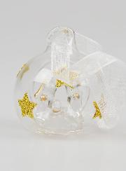 Adorno navideño de cristal con la Sagrada Familia - 4 cm