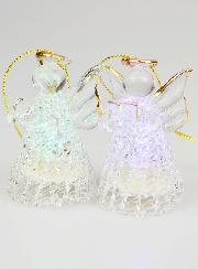 Conjunto de 4 ángeles navideños luminosos - 7 cm