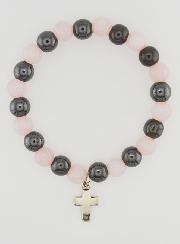Pulsera de Piedra Natural - Cuarzo Rosa y Hematita 8mm