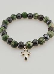 Pulsera de Piedras Naturales - Ágata Arbórea y Hematita 8mm