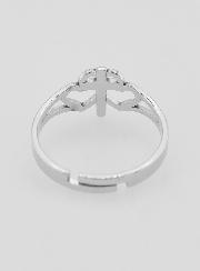 Anillo religioso con cruz y corazones - Ajustable