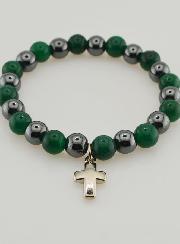 Pulsera de Piedras Naturales - Ágata Verde y Hematita 8mm