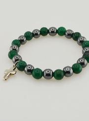 Pulsera de Piedras Naturales - Ágata Verde y Hematita 8mm