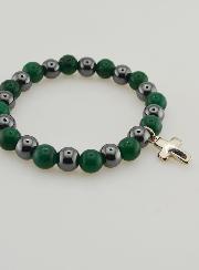 Pulsera de Piedras Naturales - Ágata Verde y Hematita 8mm