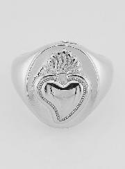 Anillo de sello Ex Voto en latón plateado ajustable