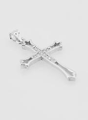 Colgante de cruz calada en plata y circonitas - 23 mm