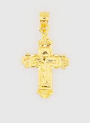 Colgante de cruz grande chapado en oro - 18 mm