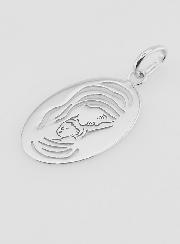 Medalla ovalada de la Virgen con el Niño en plata - 20 mm