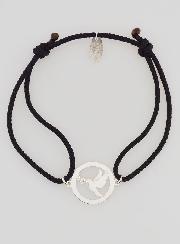 Pulsera plateada y cordón negro - Espíritu Santo