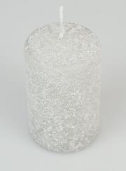 Vela navideña esmerilada de 10 cm - Plateada