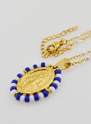 Medalla Milagrosa Marinera y Cadena con Perlas Blancas