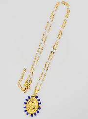 Medalla Milagrosa Marinera y Cadena con Perlas Blancas