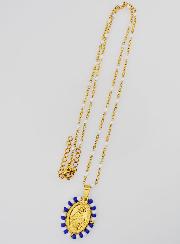 Collar religioso con perlas y colgante de la Virgen Milagrosa estilo marinero