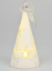 Ángel navideño de cristal iluminado de 15 cm - Estrellas