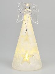 Ángel navideño de cristal iluminado de 15 cm - Estrellas