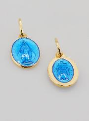 Medalla Milagrosa en Plata Dorada y Esmalte Azul - 13mm