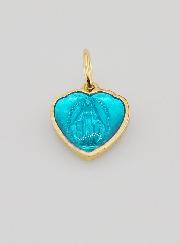 Medalla Milagrosa en forma de Corazón Azul - 10 mm