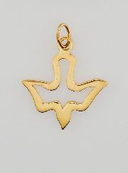 Medalla del Espíritu Santo en acero inoxidable bañada en oro