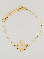 Pulsera del Espíritu Santo, diseño calado, acero inoxidable bañado en oro