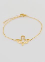 Pulsera de confirmación del Espíritu Santo de acero inoxidable bañada en oro