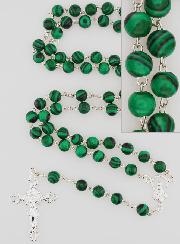 Terço Virgem Milagrosa Prata 925 & Malaquita