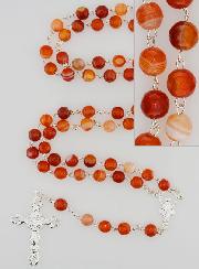 Rosario de la Virgen Milagrosa en plata de ley 925 y cornalina