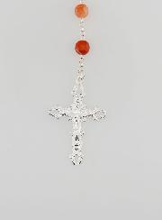 Rosario de la Virgen Milagrosa en plata de ley 925 y cornalina