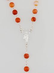 Rosario de la Virgen Milagrosa en plata de ley 925 y cornalina