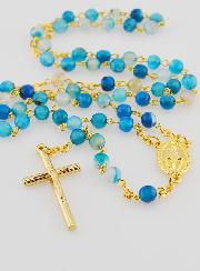 Rosario de la Medalla Milagrosa en Ágata - Cadena de Oro