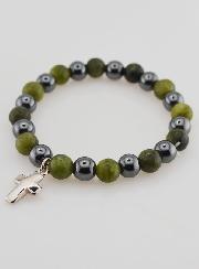 Pulsera en piedra natural de Vesuvianita y Hematita