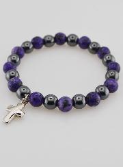 Pulsera en piedra natural de charoíta y hematita