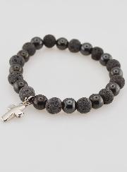 Pulsera con Cruz - Hematita y Piedra de Lava