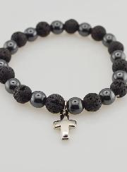 Pulsera de Piedras Naturales - Piedra de Lava y Hematita