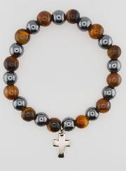 Pulsera con Cruz - Hematita y Ojo de Tigre