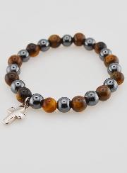 Pulsera con Cruz - Hematita y Ojo de Tigre